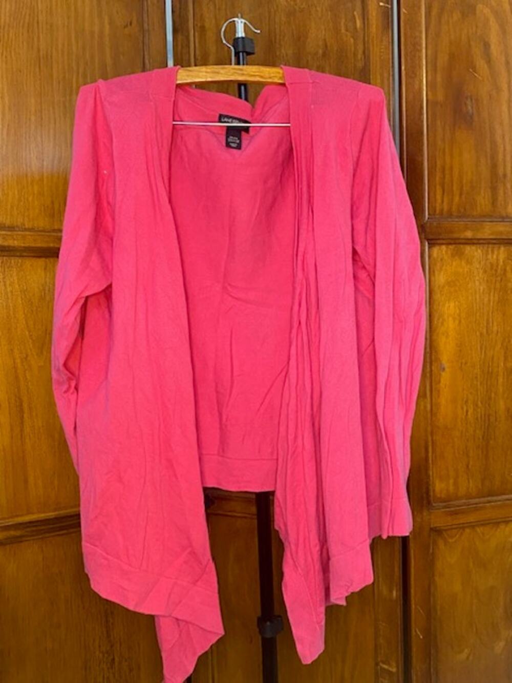 Lane Bryant Womens 22/24 Hot Pink Fuchsia Open Front Drape Cardigan Cotton Nylon